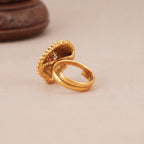 Beautiful stone antique gold adjustable finger ring