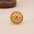 Stunning floral stone antique gold adjustable finger ring