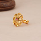 Beautiful floral antique gold adjustable finger ring