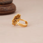 Beautiful floral antique gold adjustable finger ring