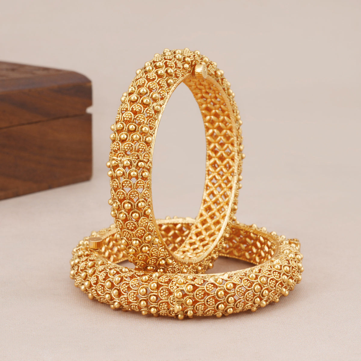 Stunning antique gold kada bangle set