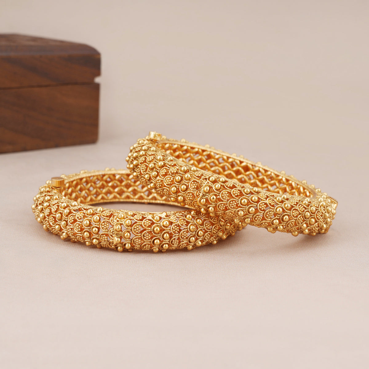 Stunning antique gold kada bangle set