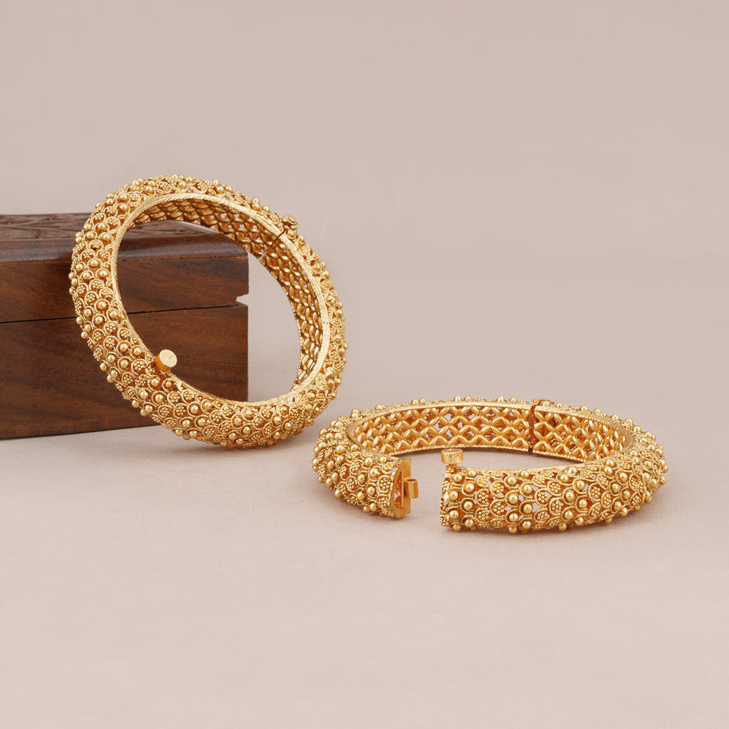 Stunning antique gold kada bangle set