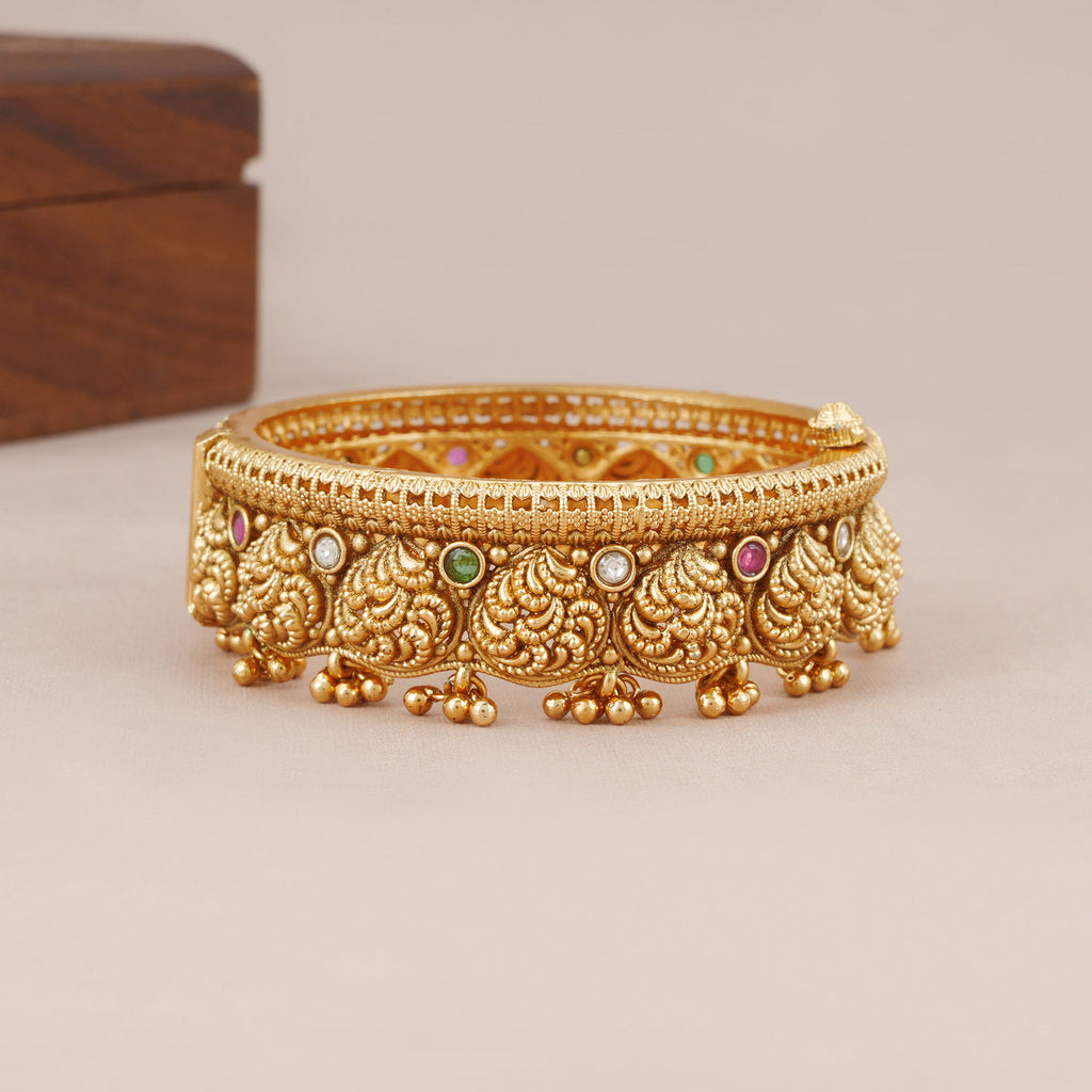 Beautiful antique gold stone ghungroo kada