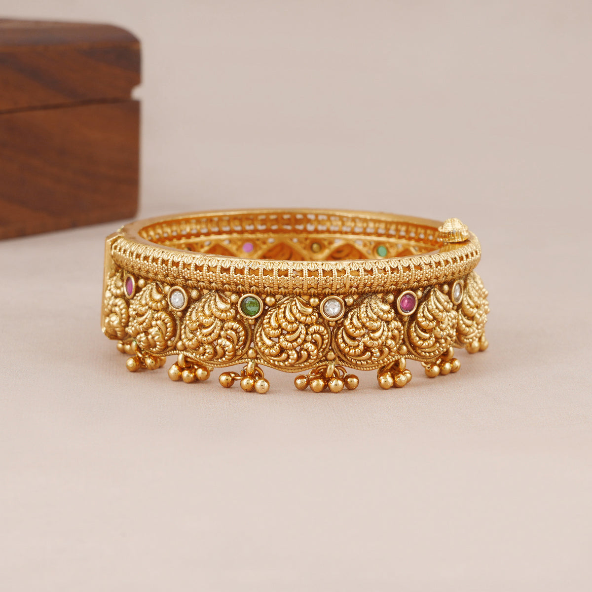 Beautiful antique gold stone ghungroo kada