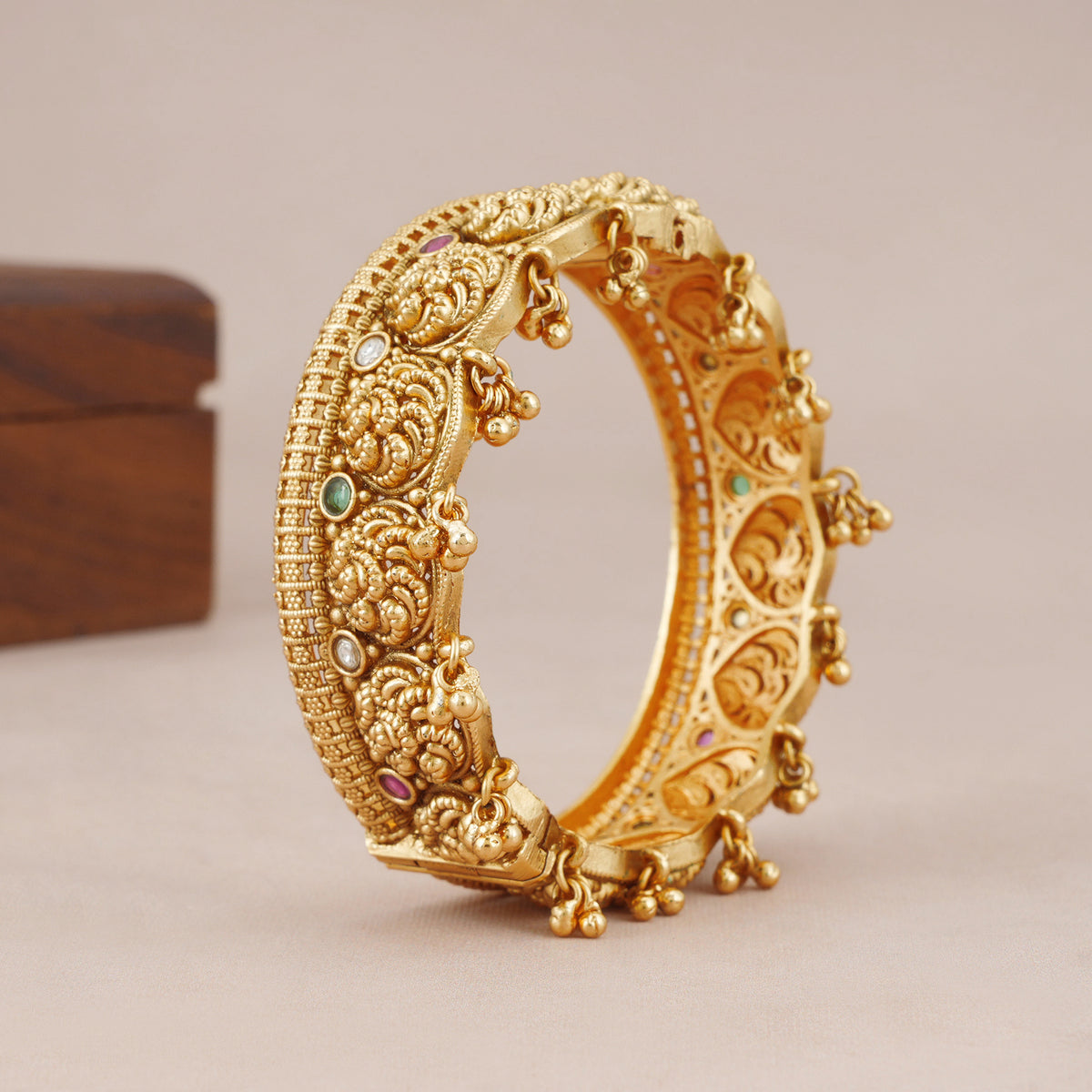 Beautiful antique gold stone ghungroo kada