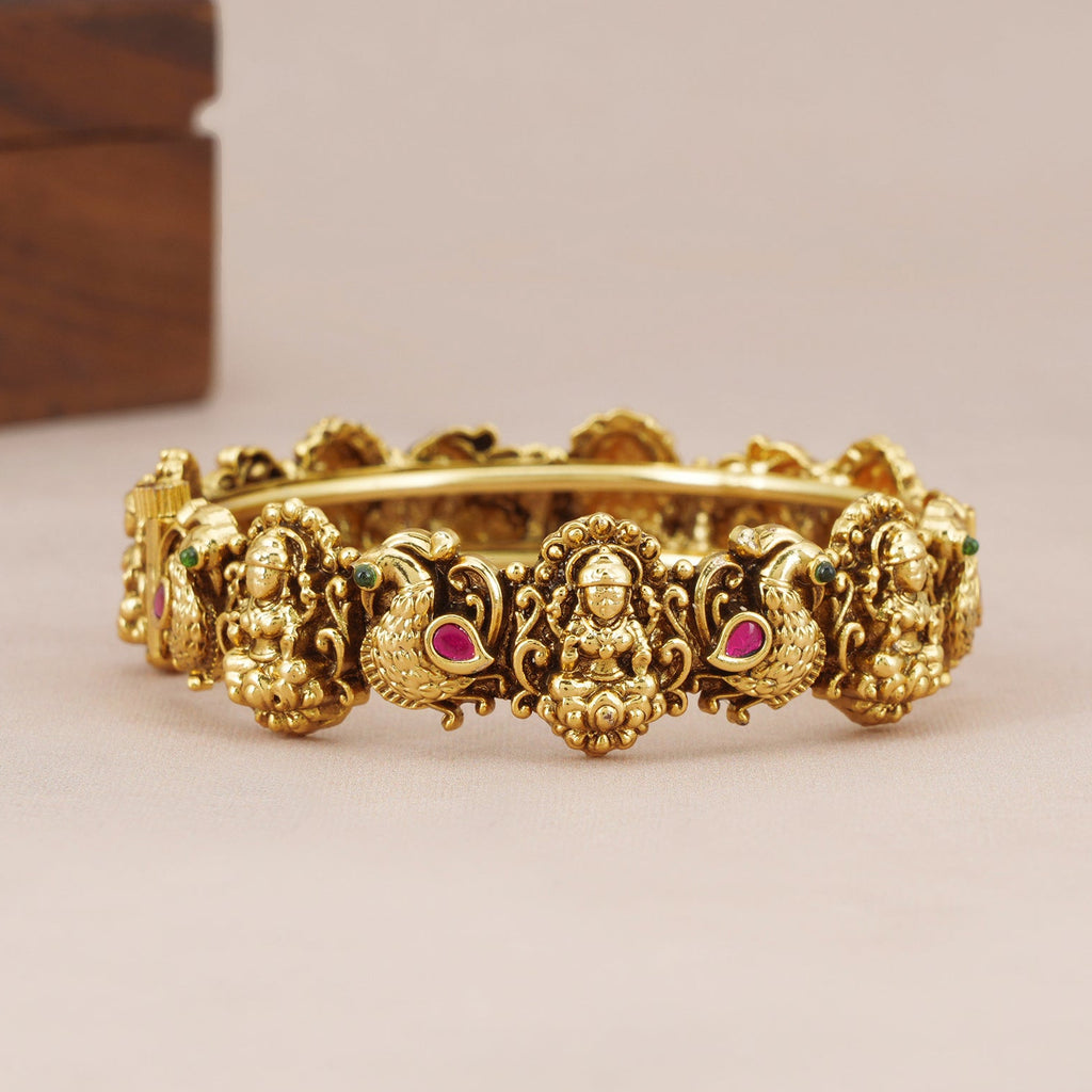 Beautiful antique gold ma lakshmi stone  kada