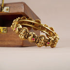 Beautiful antique gold ma lakshmi stone  kada