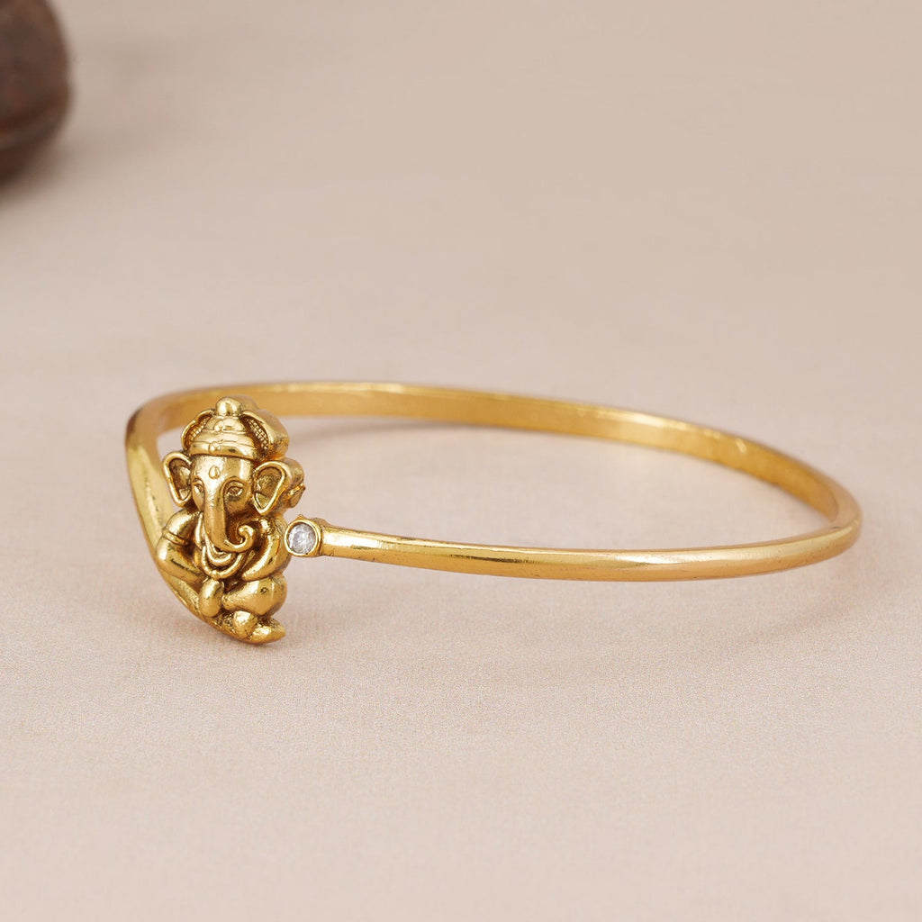 Stunning antique gold flexible ganesh kada