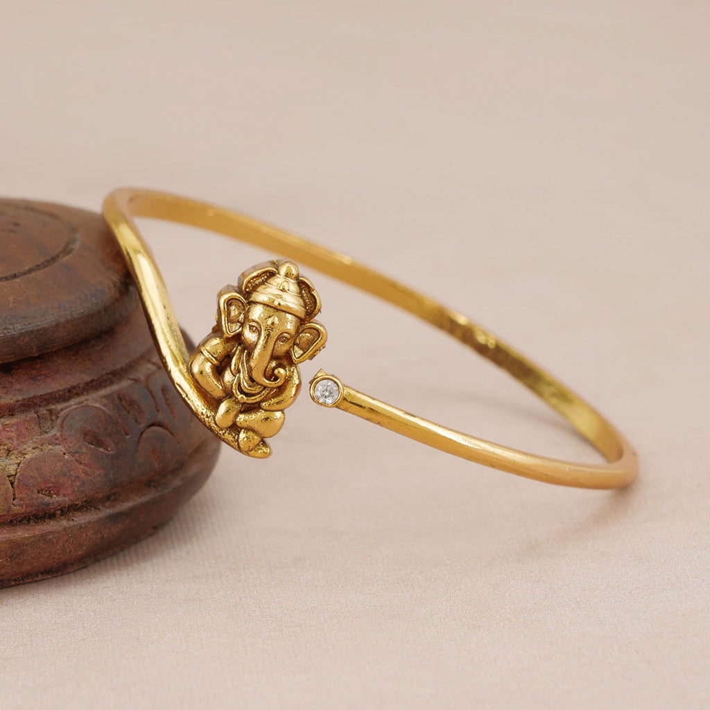 Stunning antique gold flexible ganesh kada