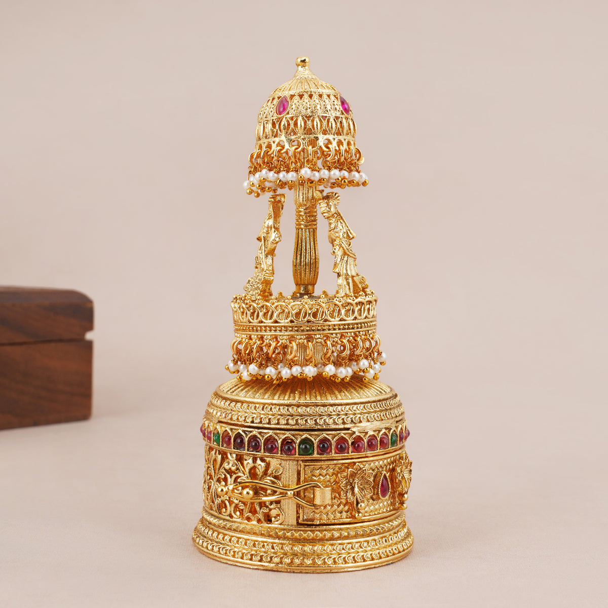 Stunning dulha dulhan antique gold sindoor box