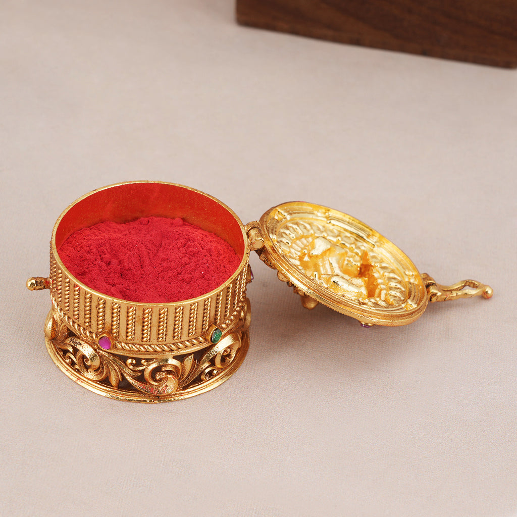 Stunning antique gold nandi sindoor box