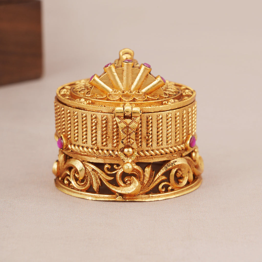 Stunning antique gold nandi sindoor box