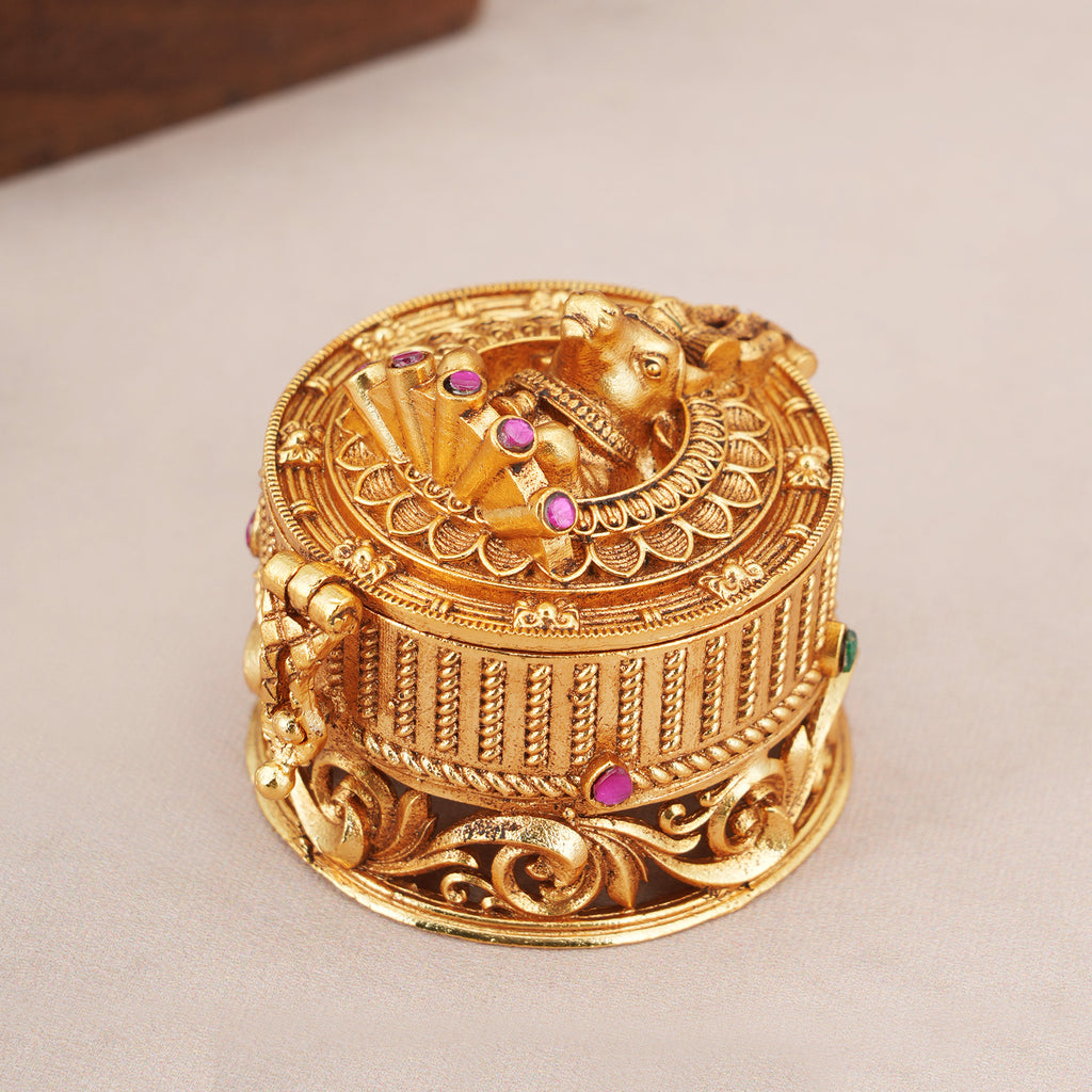 Stunning antique gold nandi sindoor box