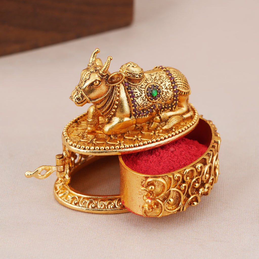 Beautiful antique gold nandi sindoor box