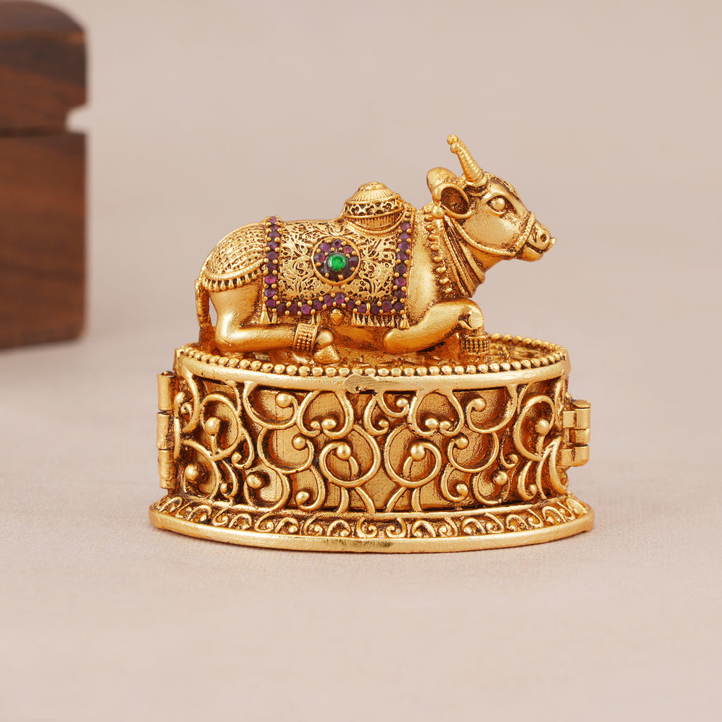 Beautiful antique gold nandi sindoor box