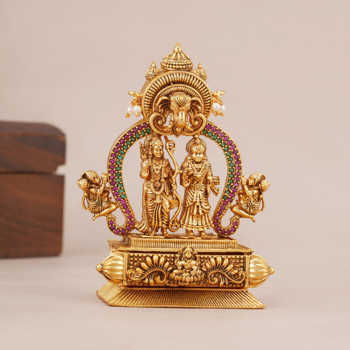 Stunning antique gold ram sita sindoor box