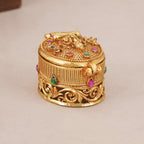 Beautiful small antique gold ganesh sindoor box