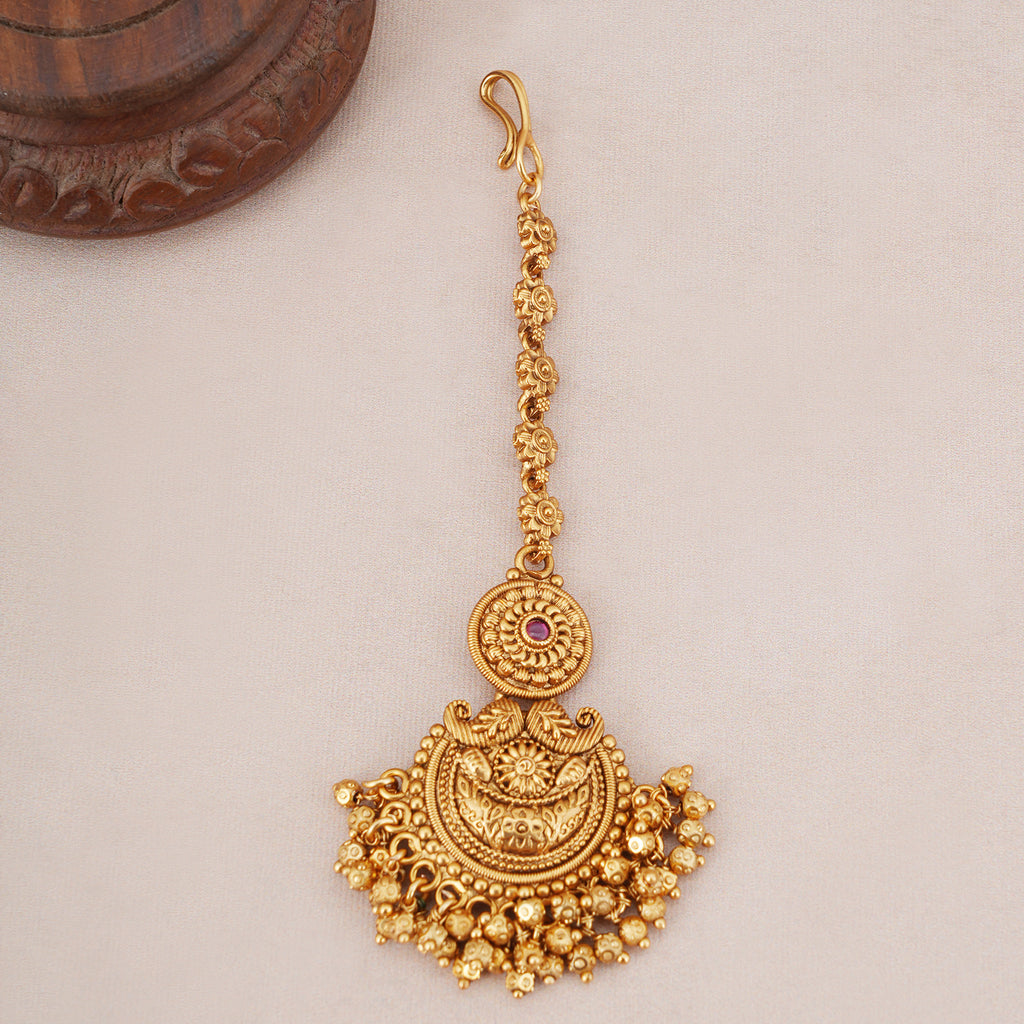 Beautiful antique gold floral maangtika