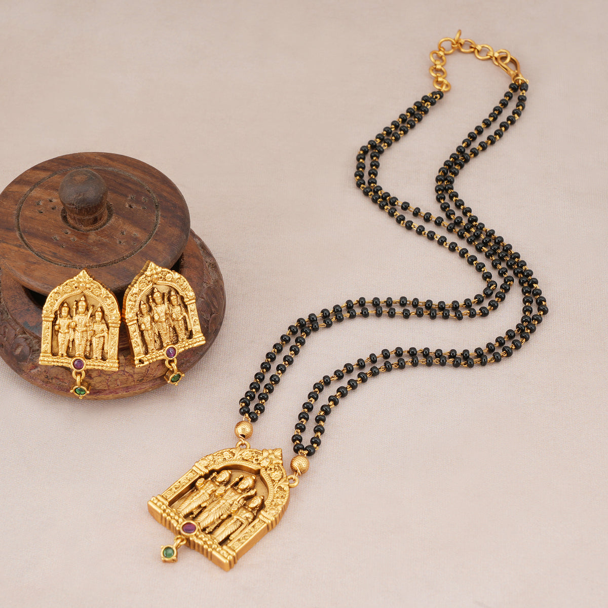 Beautiful antique gold ram sita mangalsutra set