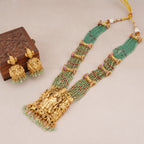 Stunning long antique gold ganesh maharaaj necklace set