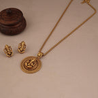 Beautiful gold plated ganesh pendant set with earring | Temple Jewellery