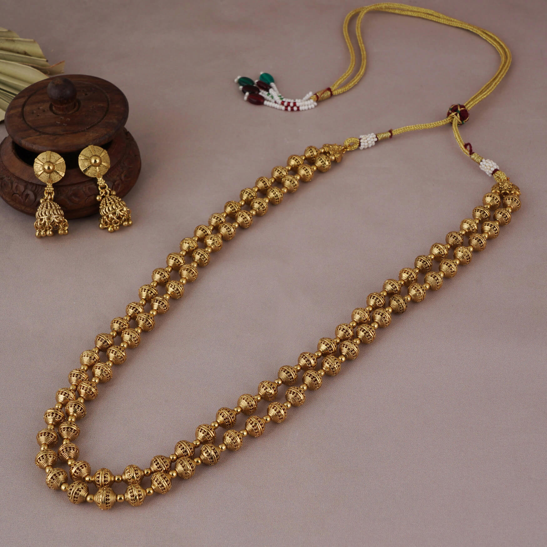 Gold Beads Long Gold Mala Designs Gold Plated Ball Mala With