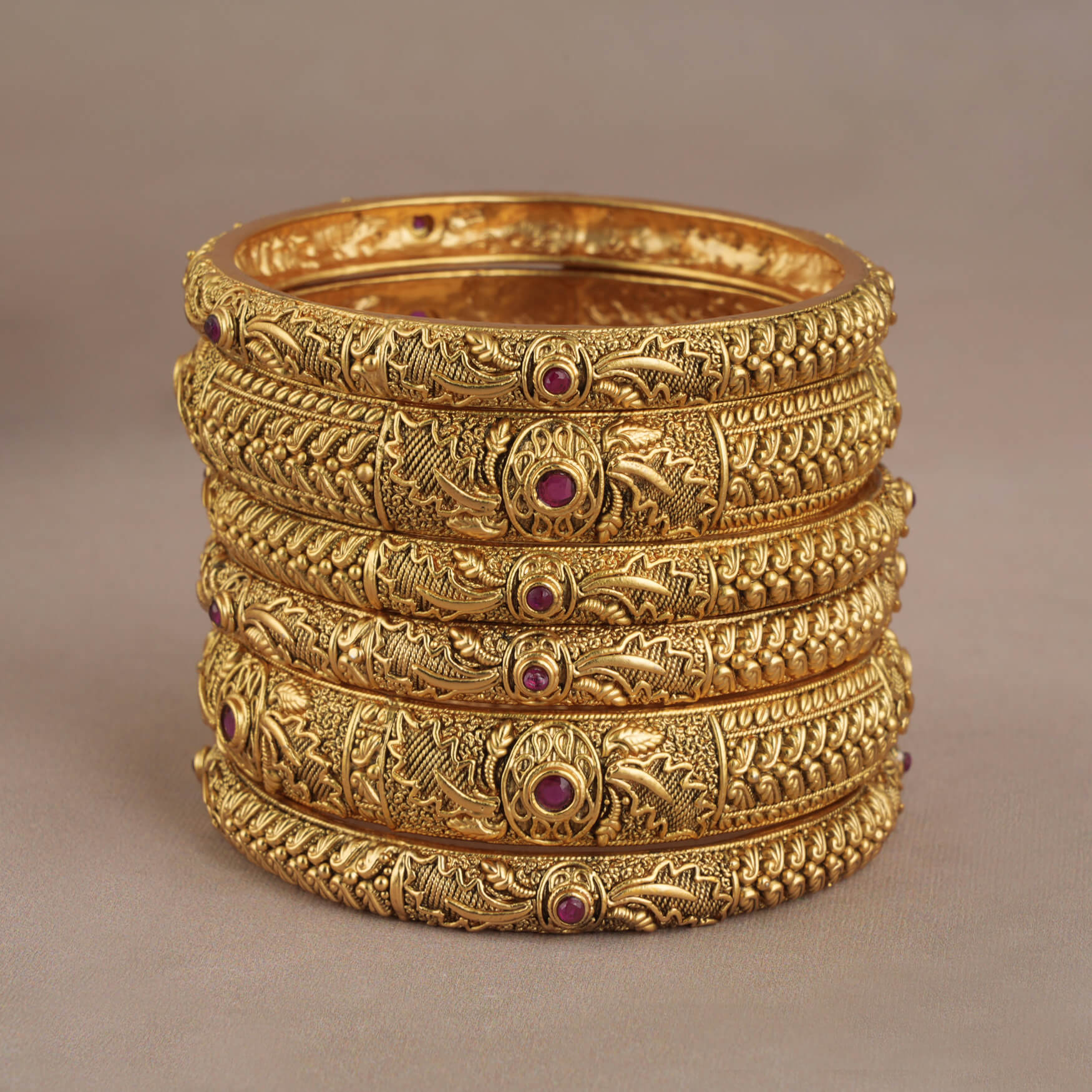antique gold plated gold set bangles designs