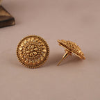 Round antique gold plated plain stud earring