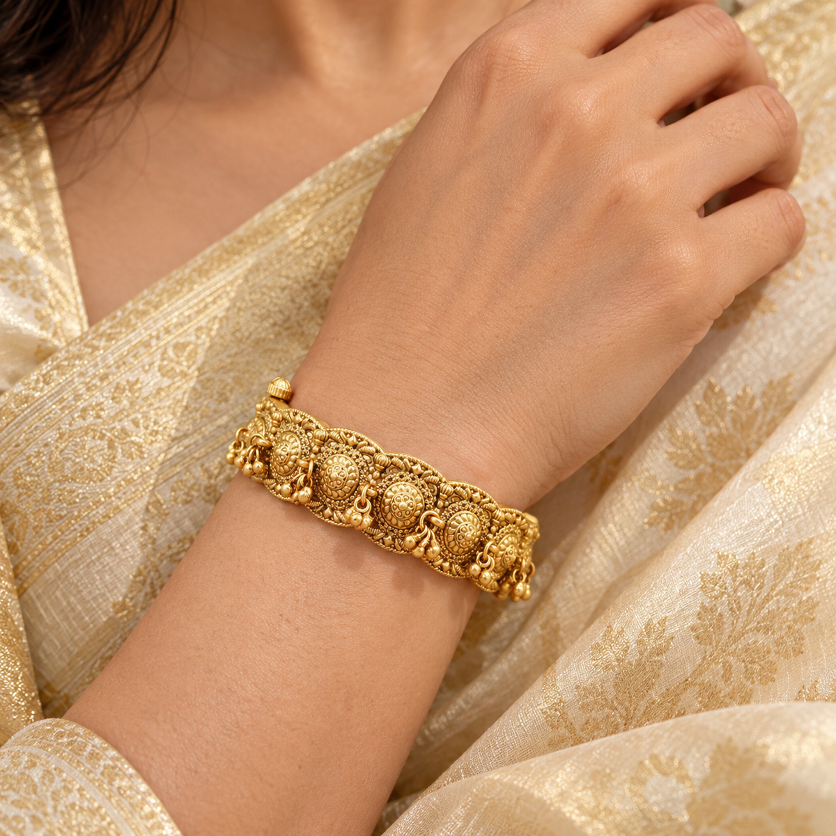 Stunning antique gold ghungroo kada