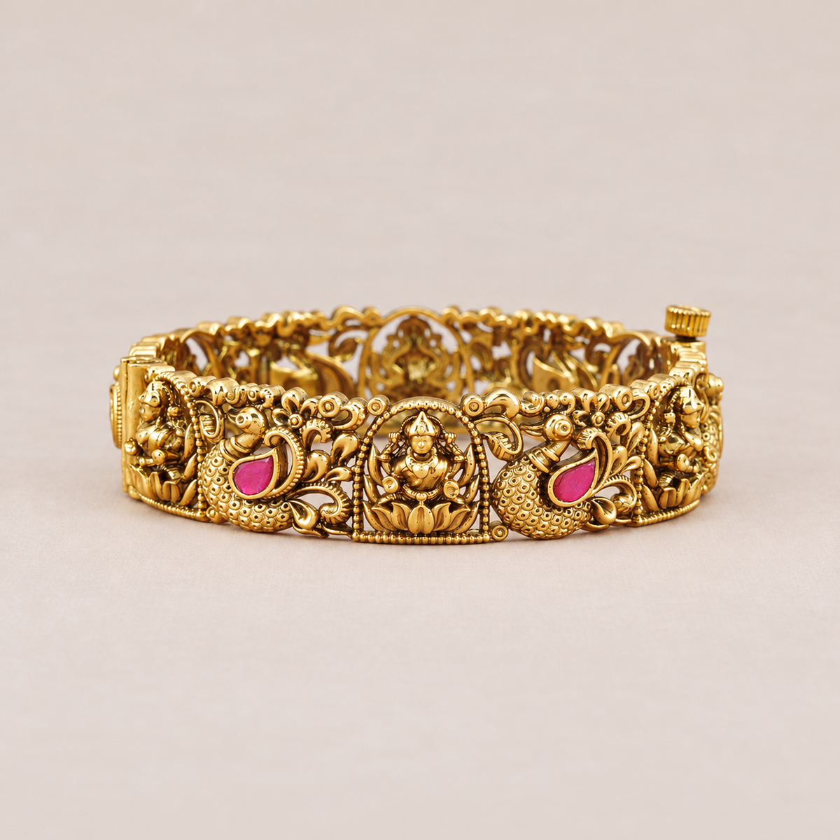 Stunning antique gold stone maa lakshmi kada