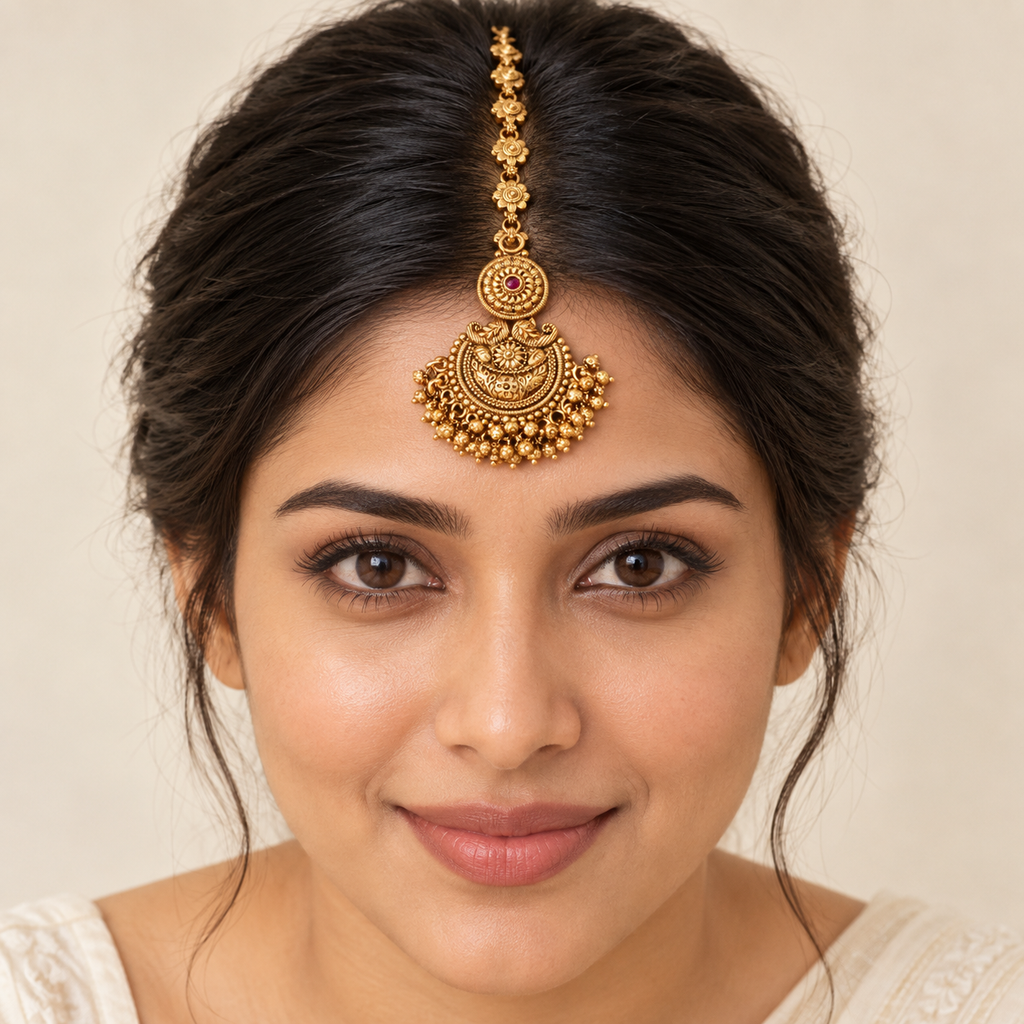 Beautiful antique gold floral maangtika