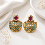 Stunning stone multicolor gold necklace set