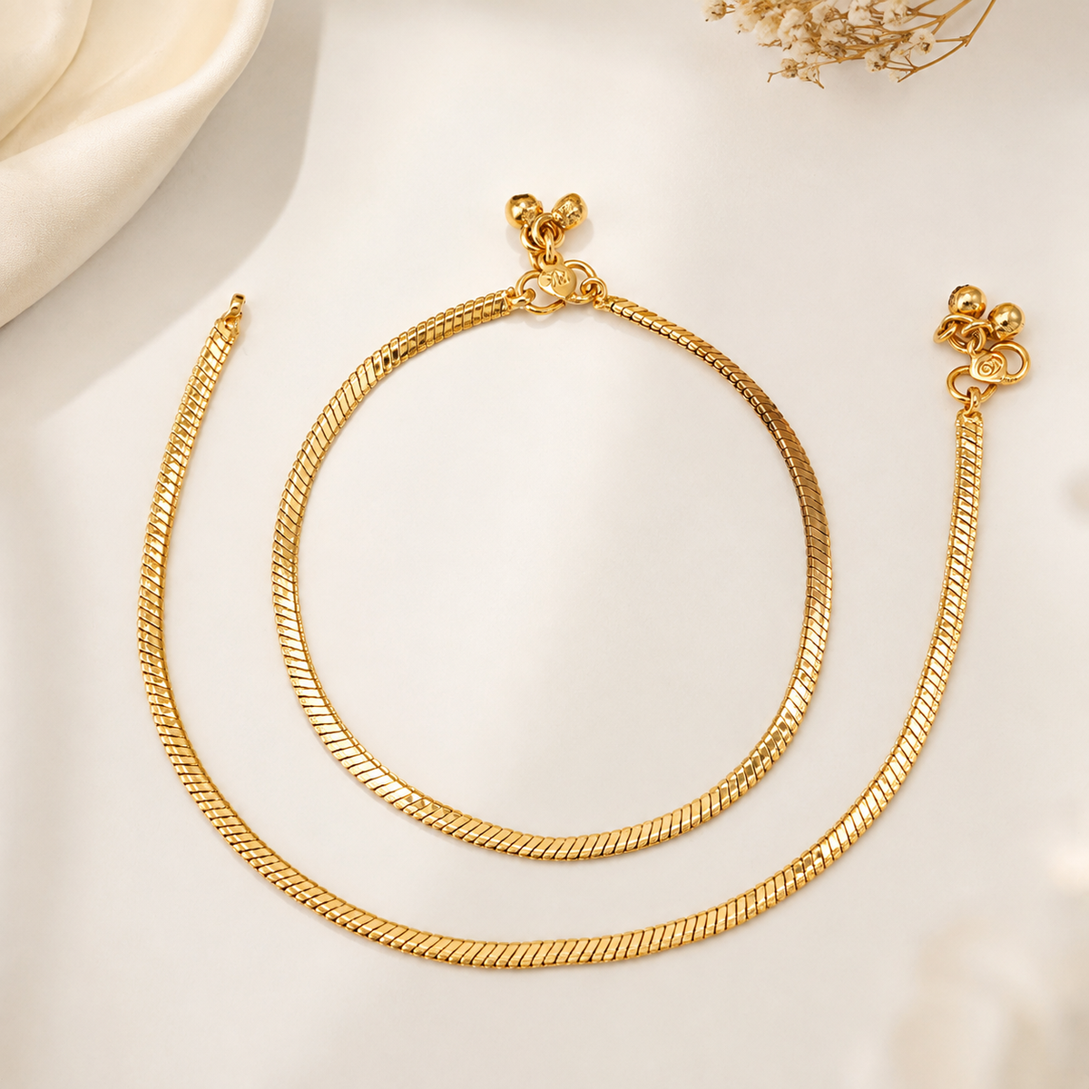 Gold Plated Plain Snake Anklet