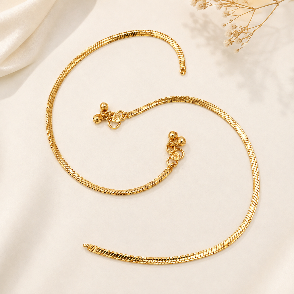 Gold Plated Plain Snake Anklet