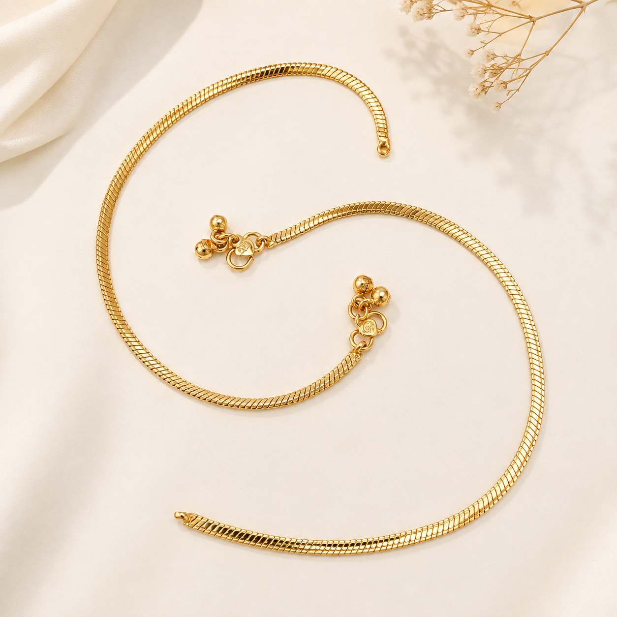Gold Plated Plain Snake Anklet