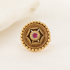 Stunning hexagon gold ruby finger ring