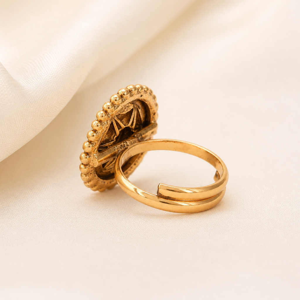 Stunning hexagon gold ruby finger ring