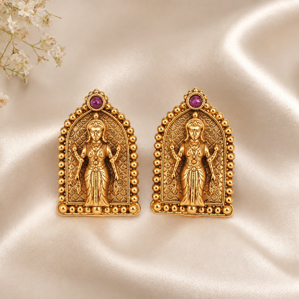 Beautiful maa lakshmi gold stud earring