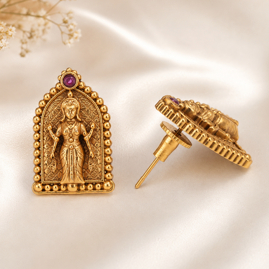 Beautiful maa lakshmi gold stud earring