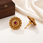 Gold Plated Floral Big Pendant Set
