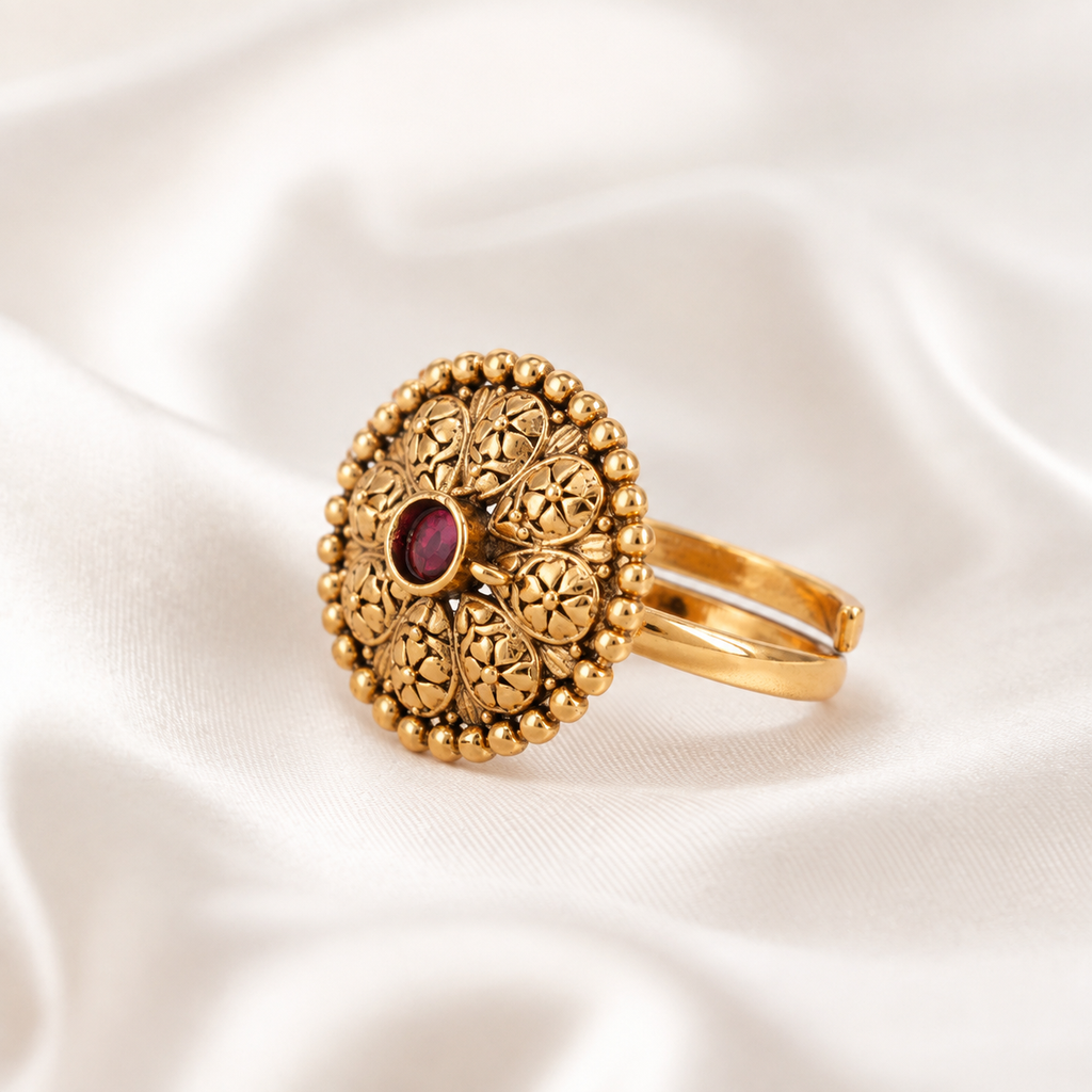 Gold Plated Filigree Finger Ring