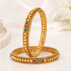 Stunning multicolor gold solid bangle set