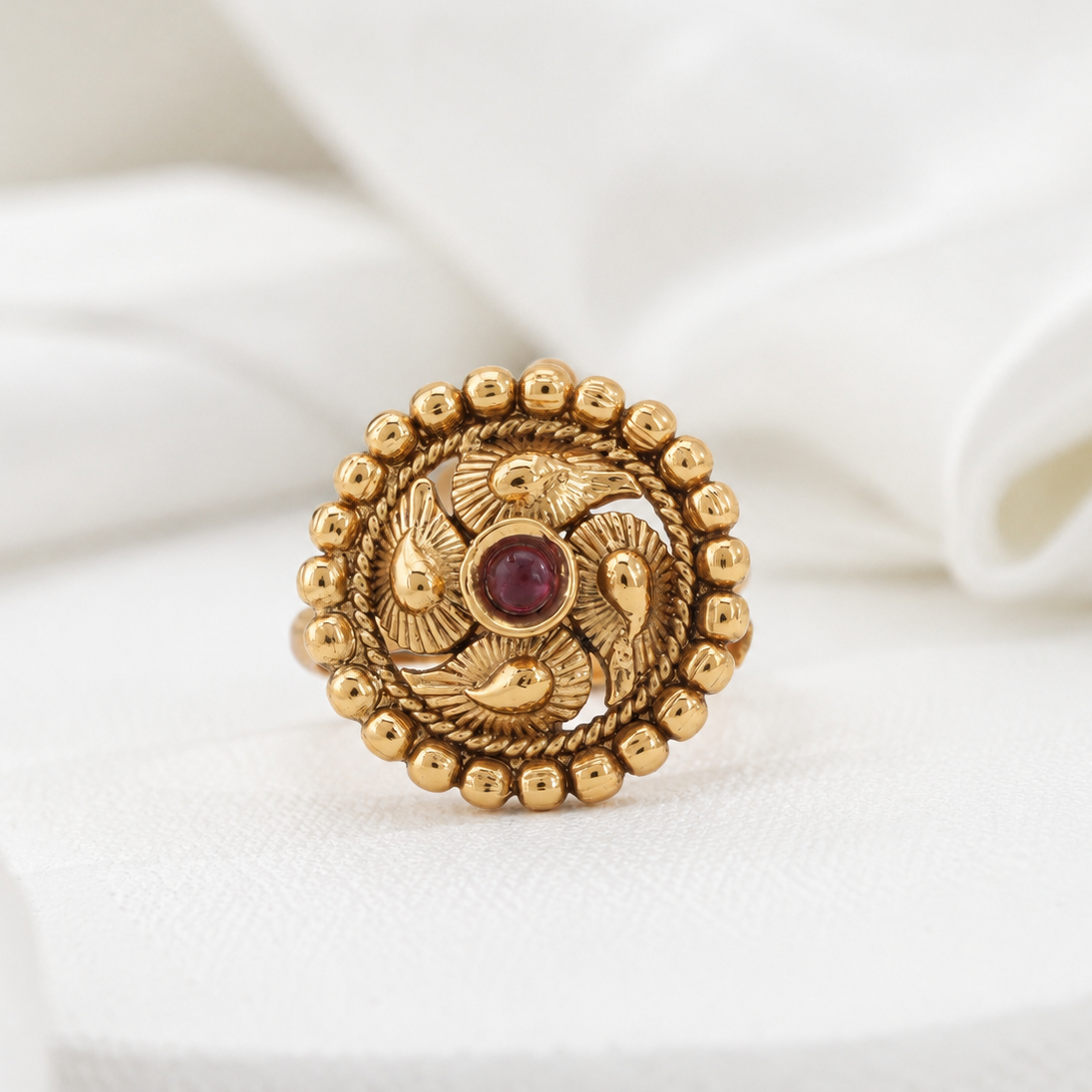 Gold Plated Spiral Ruby Finger Ring