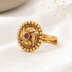 Gold Plated Spiral Ruby Finger Ring