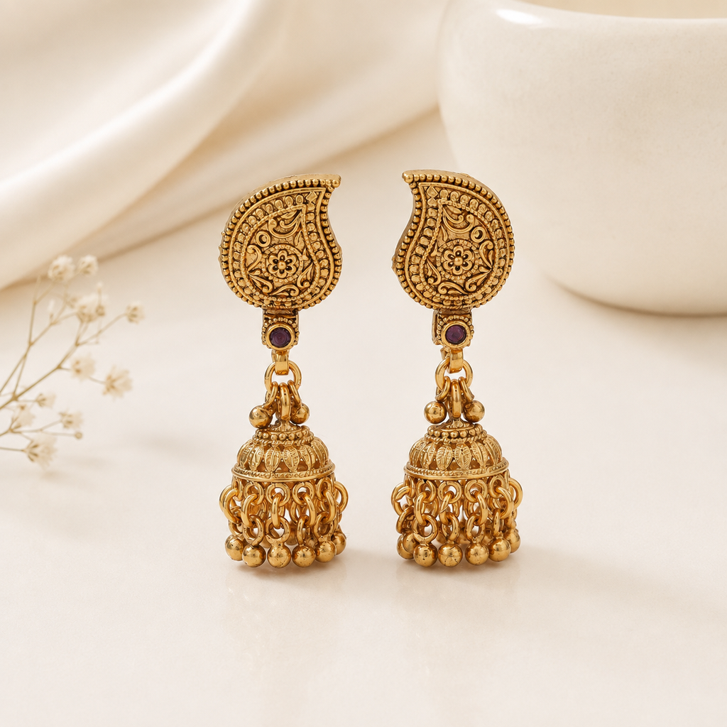 Gold Plated Plain Paisely Layer Neckalce Set