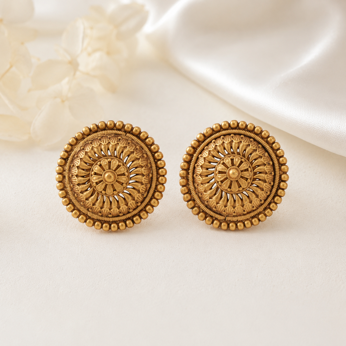 Gold Plated Plain Big Pendant Set
