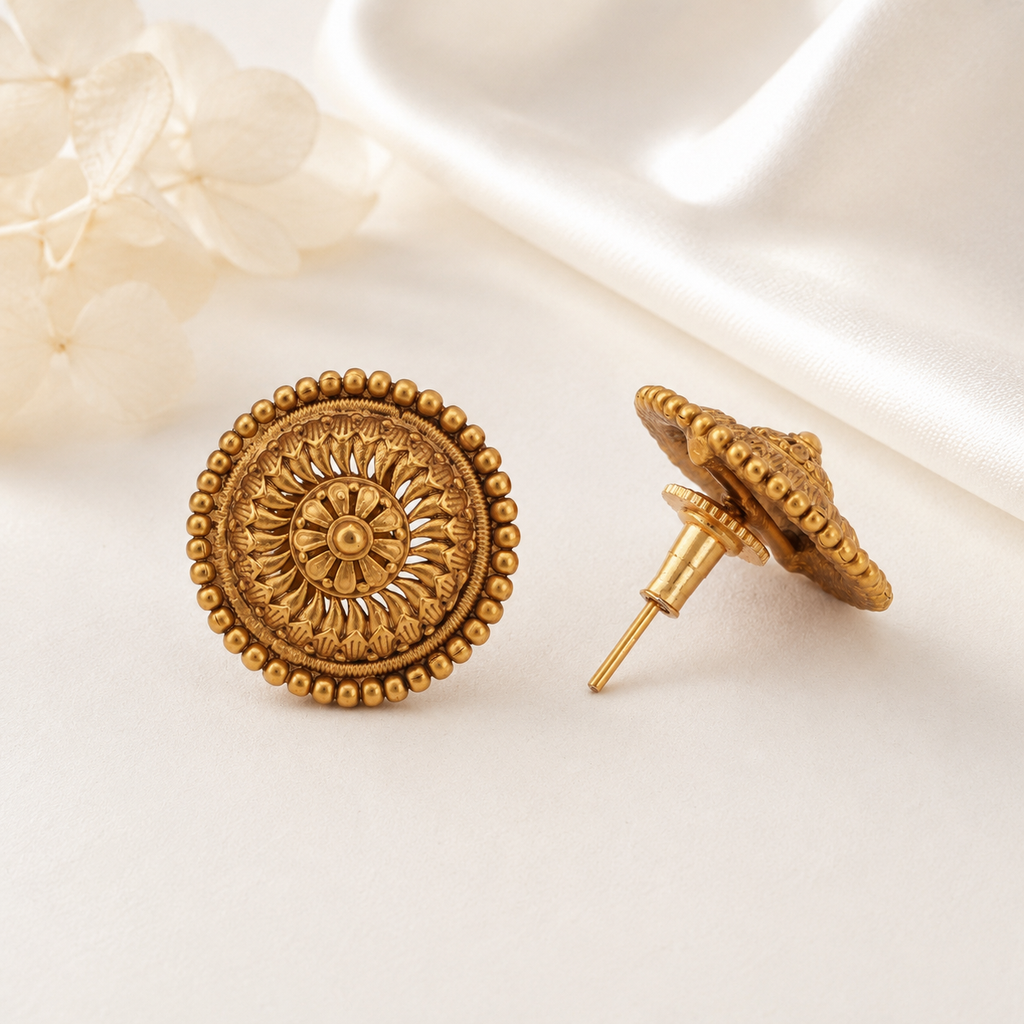 Gold Plated Plain Big Pendant Set