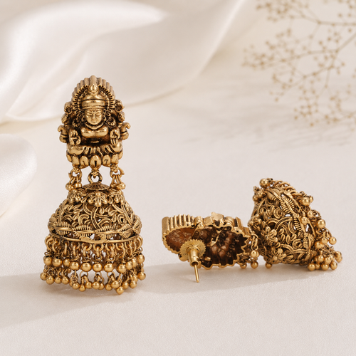 Beautful plain maa lakshmi gold earring