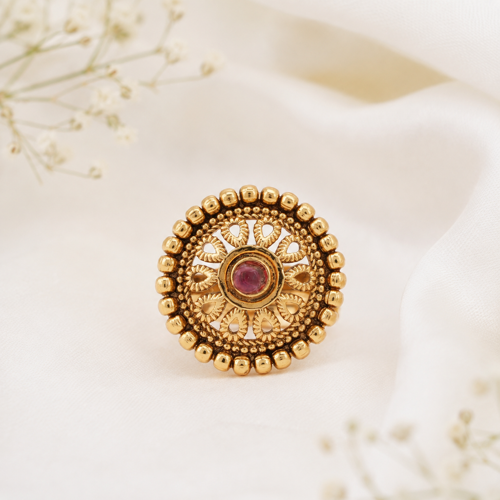 Gold Plated Ruby Finger Ring